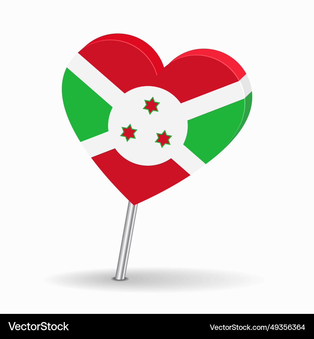 Burundian flag heart-shaped map pointer layout Burundian flag heart-shaped map pointer layout vector image