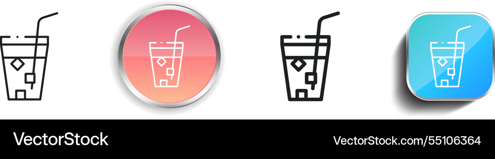 Iced coffee icon thin linear regular and button vector image