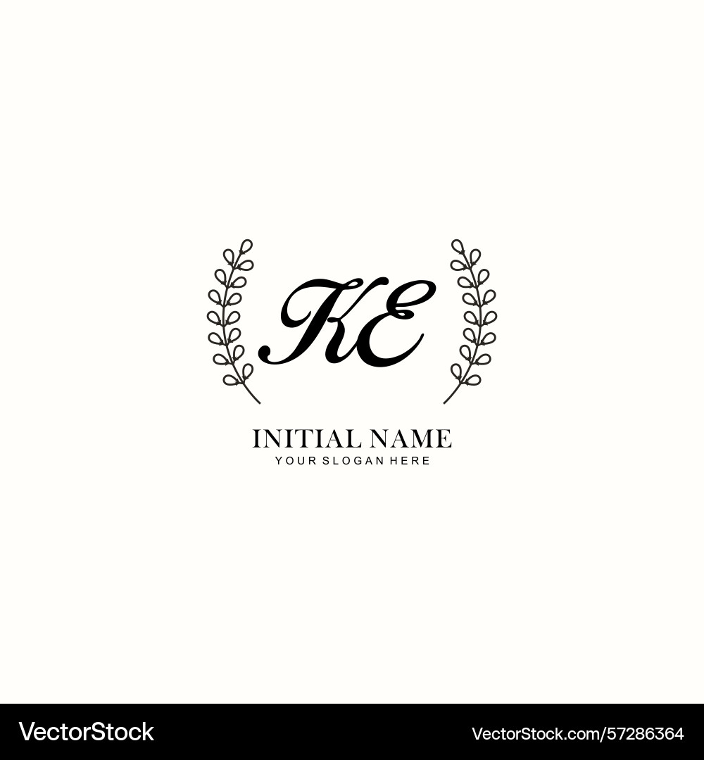 Ke initial logo templates with botanical elements Ke initial logo templates with botanical elements Vector Image