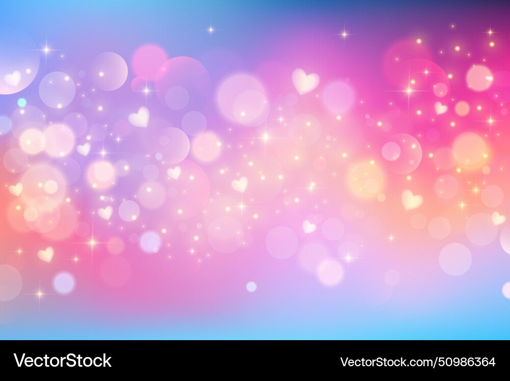 Pink unicorn galaxy with bokeh heart and stars vector image