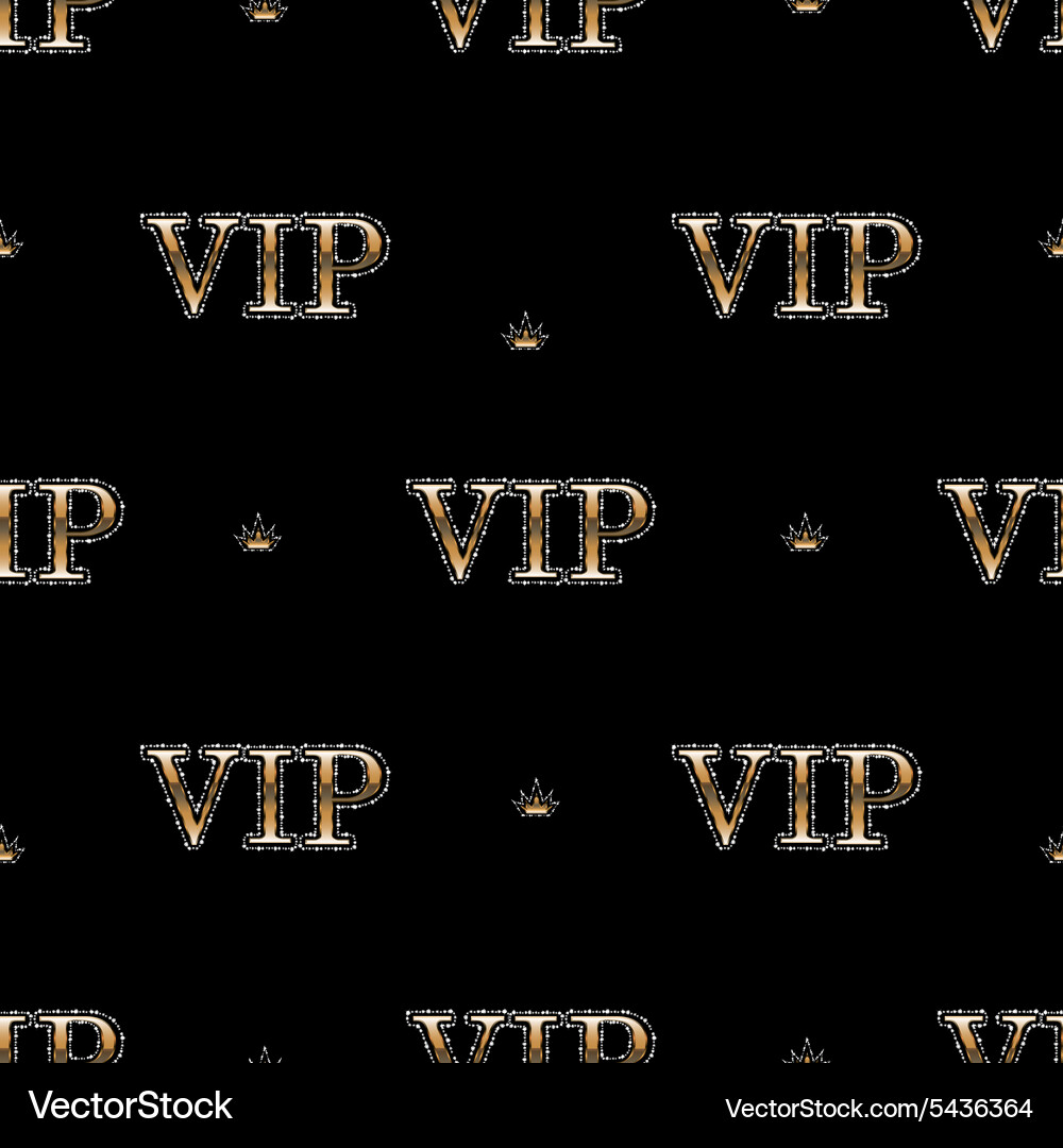 Seamless pattern with golden text vip Vector Image
