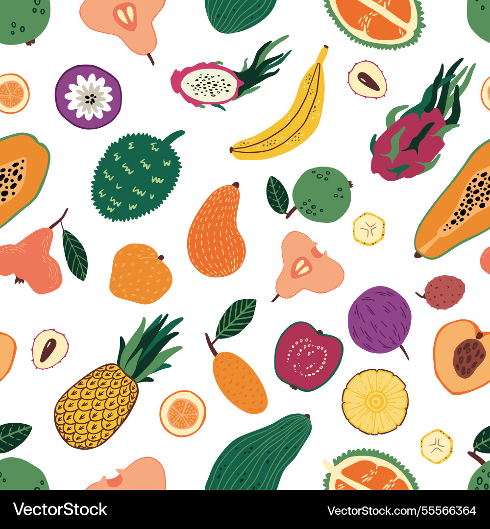 Tropical fruit seamless pattern decor textile Vector Image