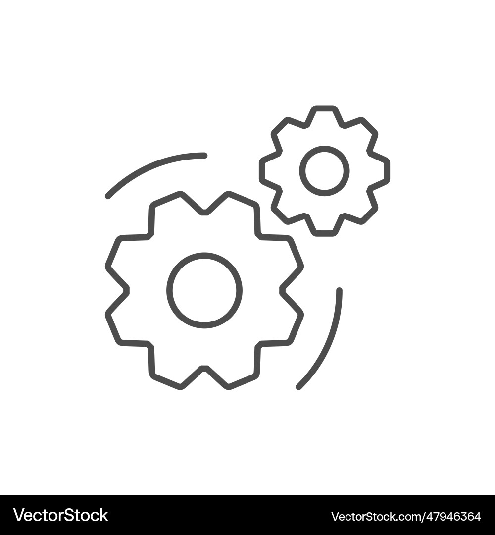 Two cogwheels line outline icon Two cogwheels line outline icon vector image