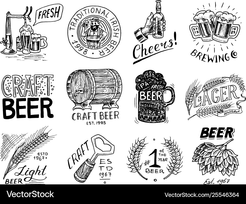Vintage Beer Badge Set Vector Image