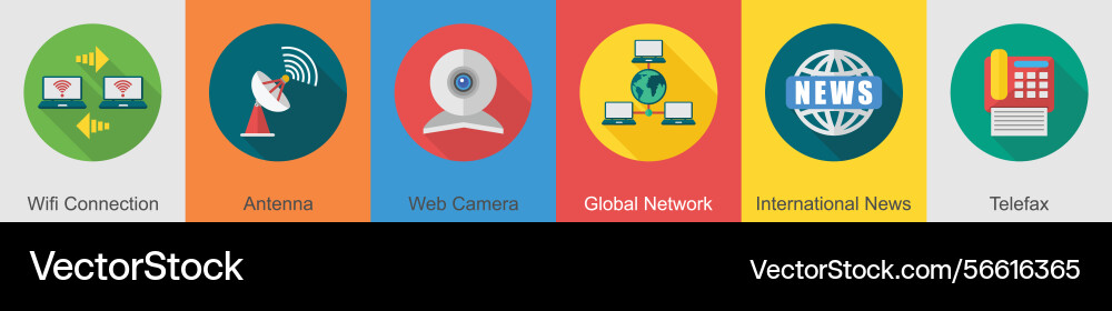 A set of 6 communication icons as wifi connection Vector Image