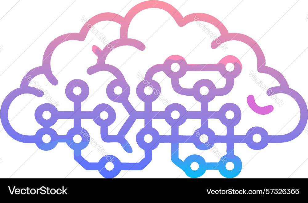 Abstract digital brain with interconnected nodes vector image