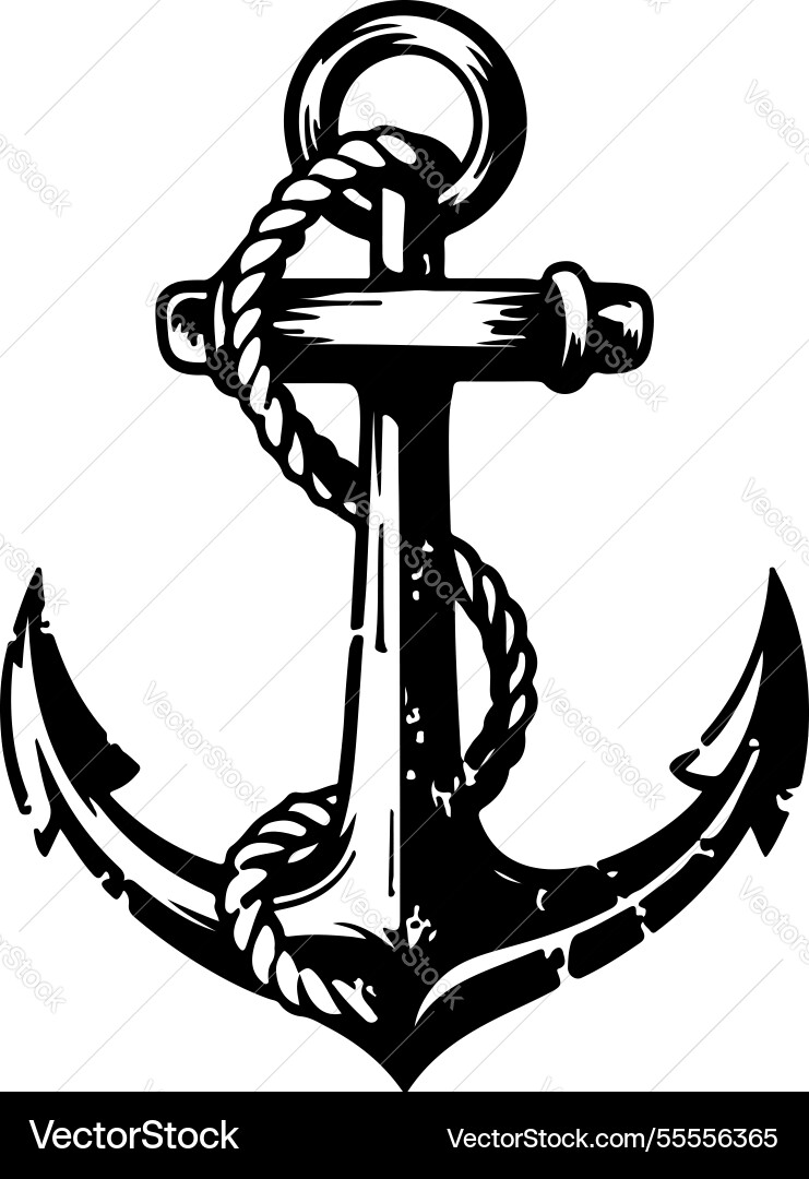 Anchor in engraving style design element Anchor in engraving style design element vector image