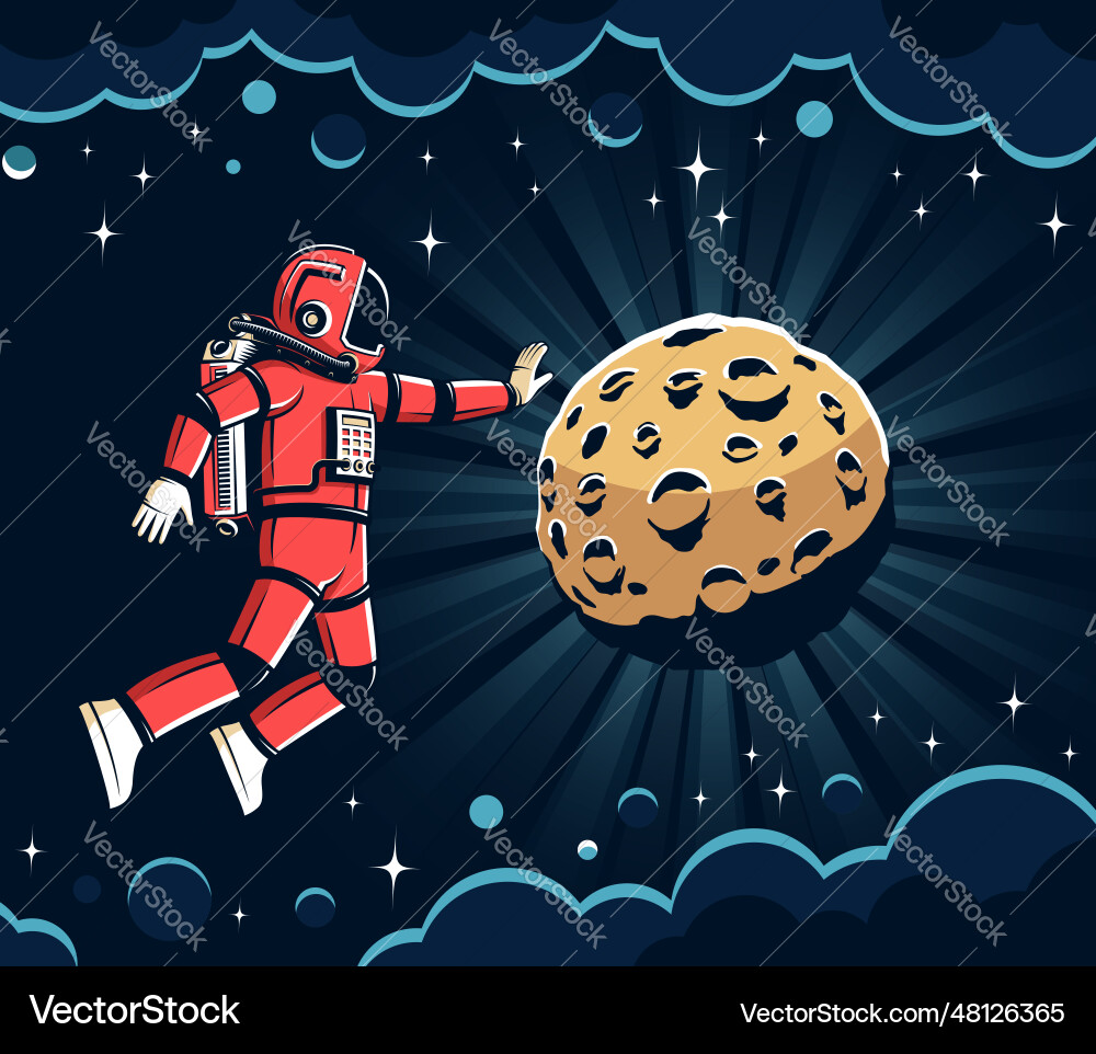 Astronaut in a spacesuit open space near Astronaut in a spacesuit open space near vector image