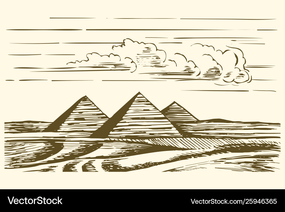 Egyptian Pyramids Sketch - Cairo Vector Image