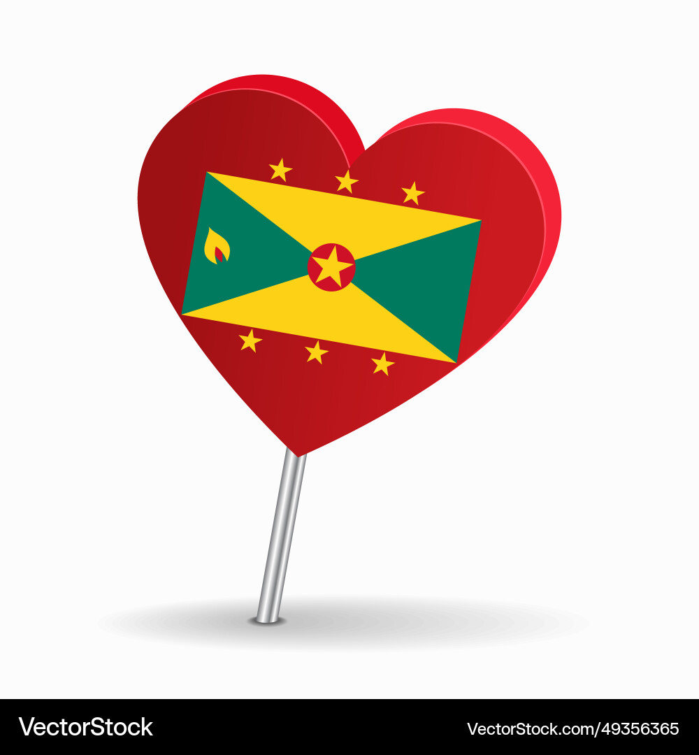 Grenada flag heart-shaped map pointer layout Grenada flag heart-shaped map pointer layout vector image