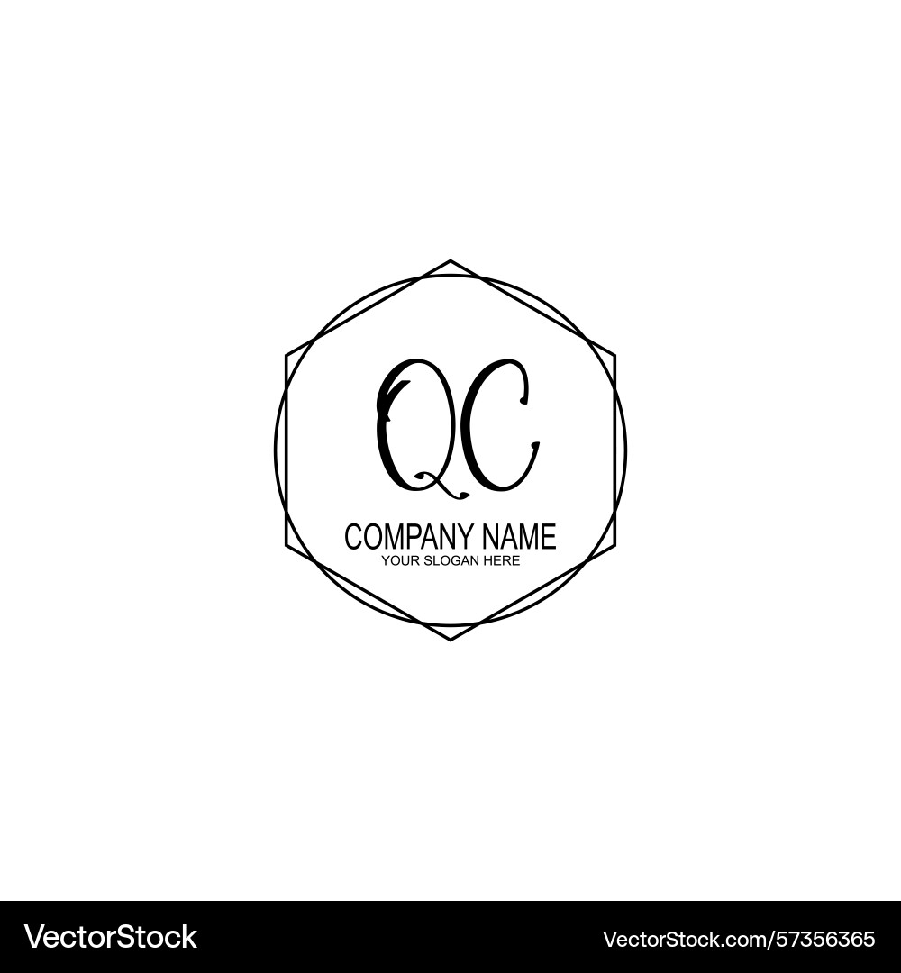 Minimalist handwritten qc initial logos with soft Minimalist handwritten qc initial logos with soft Vector Image