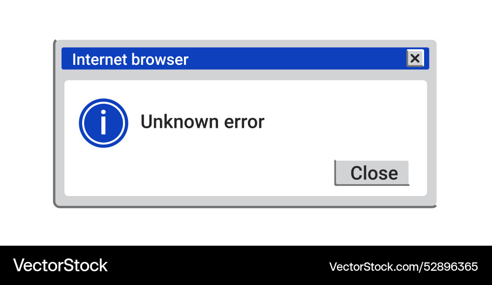 Old unknown error window system crash message vector image
