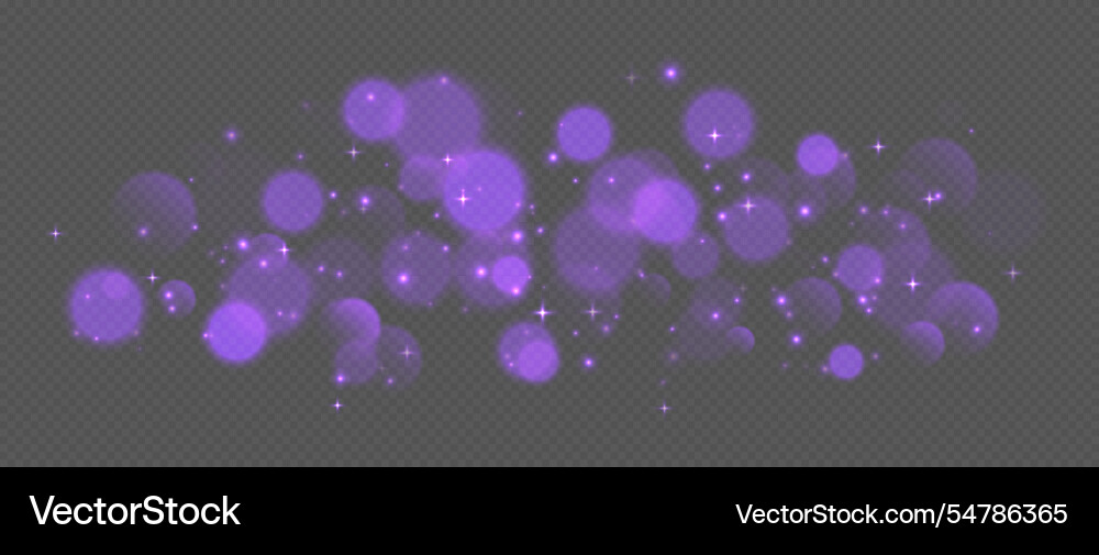Purple bokeh with stars and sparkles shiny Vector Image