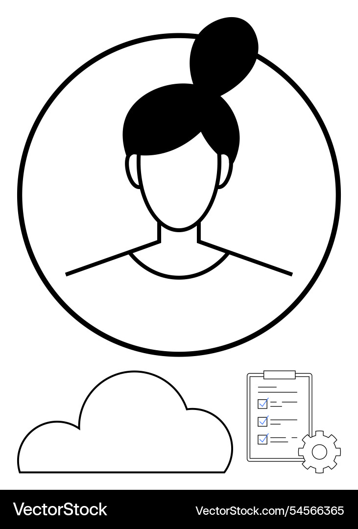 Womans profile in circular frame with cloud vector image