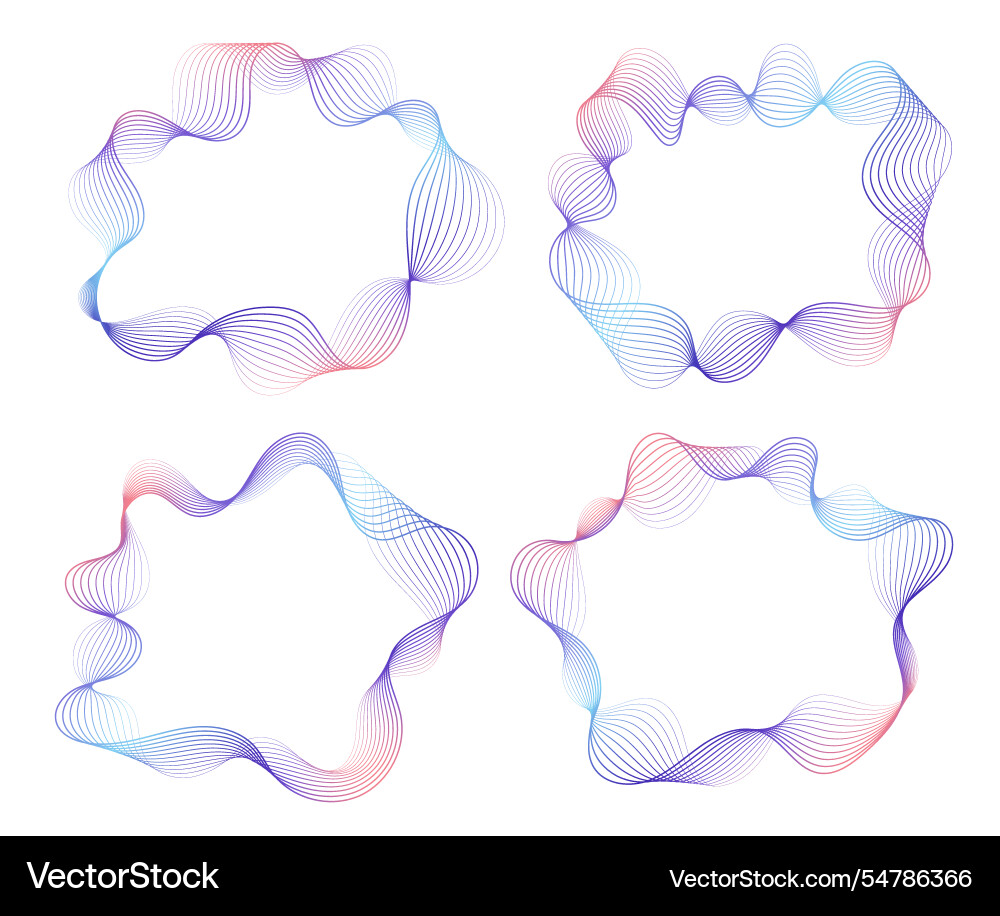 Abstract wavy frames set colorful flowing borders Abstract wavy frames set colorful flowing borders vector image