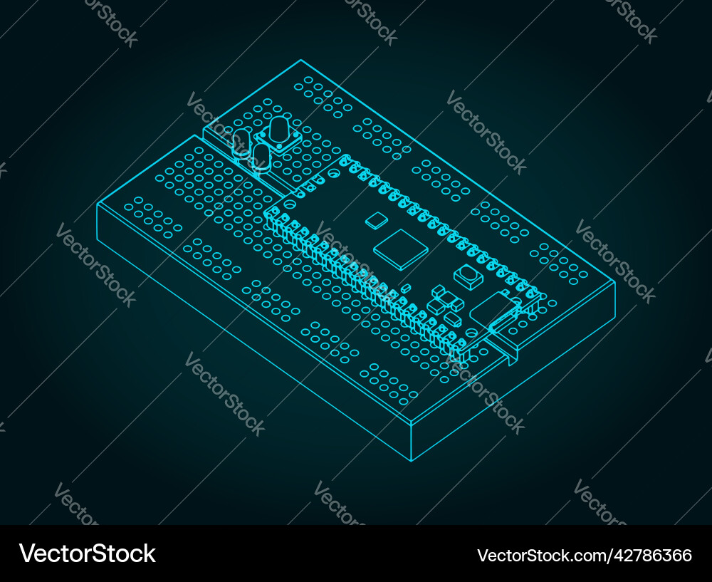 Breadboard and microcontroller Breadboard and microcontroller vector image