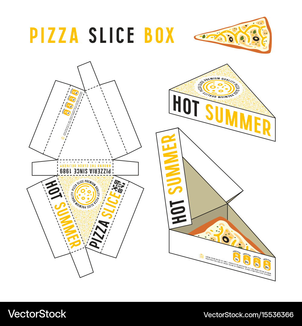 Design of box for pizza slice vector image