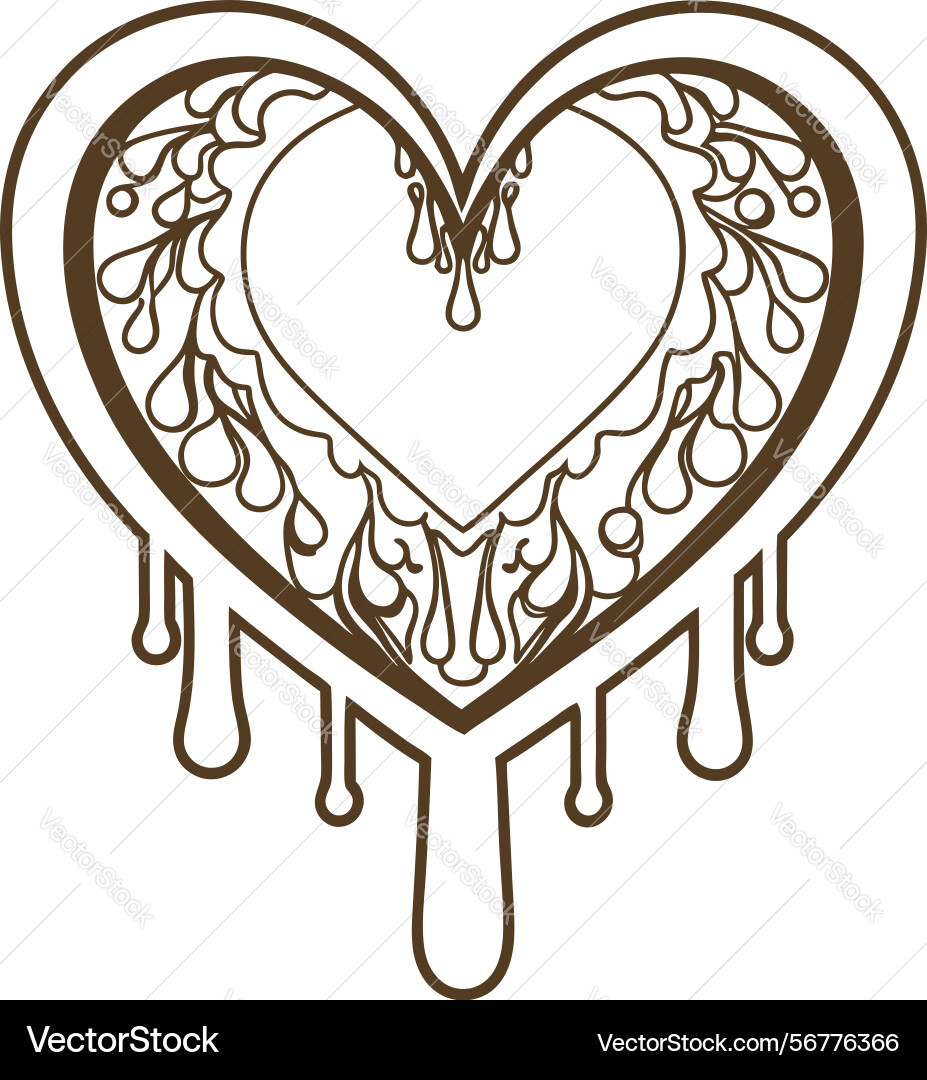 Dripping heart design with intricate patterns Dripping heart design with intricate patterns Vector Image