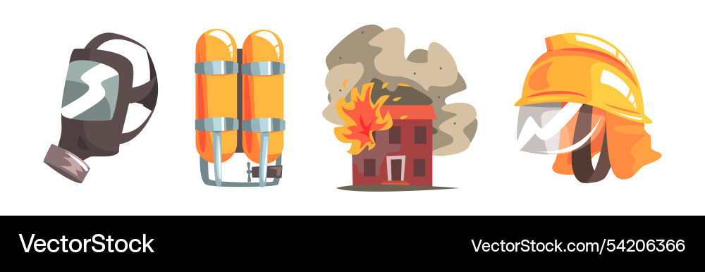 Firefighting object and equipment for rescue Vector Image