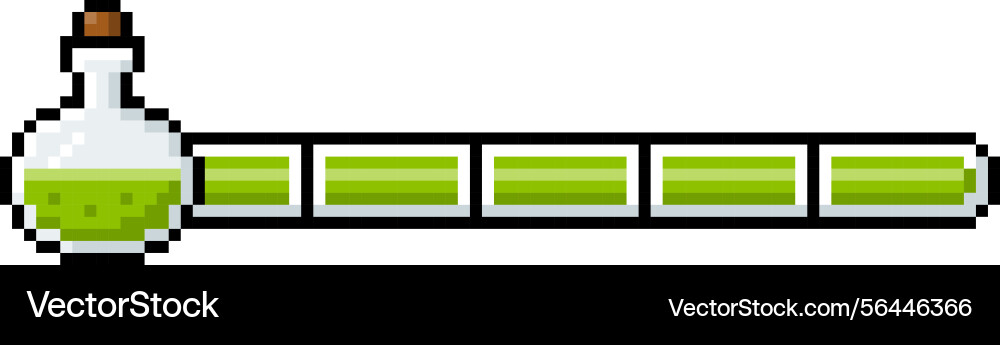 Full green line progress bar game menu vial pixel Full green line progress bar game menu vial pixel Vector Image