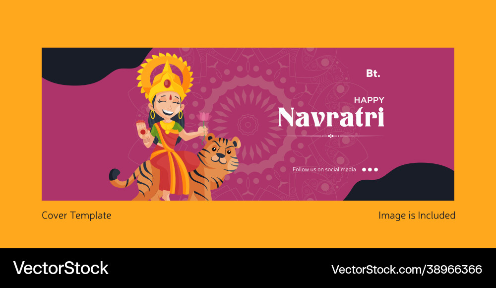 Happy navratri cover page design vector image