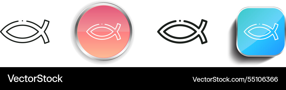 Ichthys icon thin linear regular and button style vector image