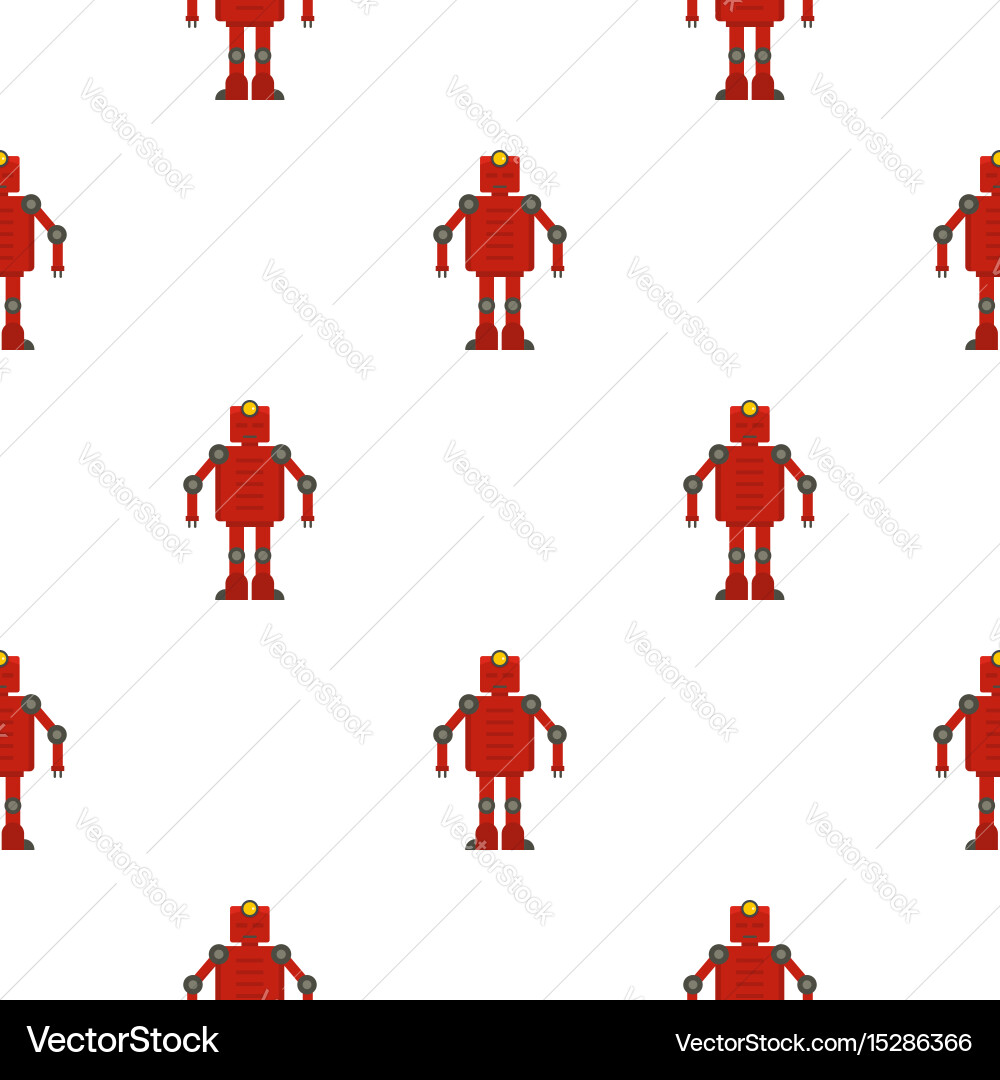 Red robot pattern seamless vector image