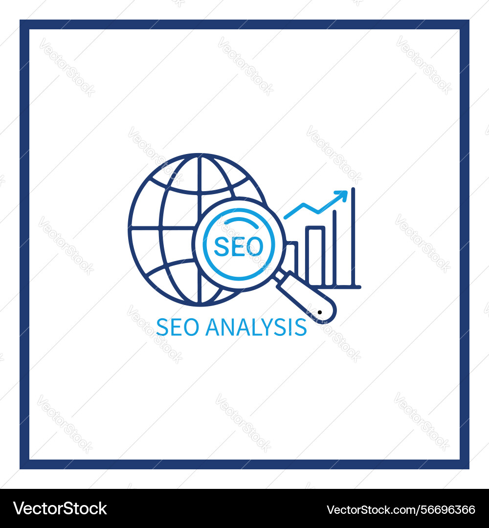 Seo analysis icon with globe magnifier and graph vector image