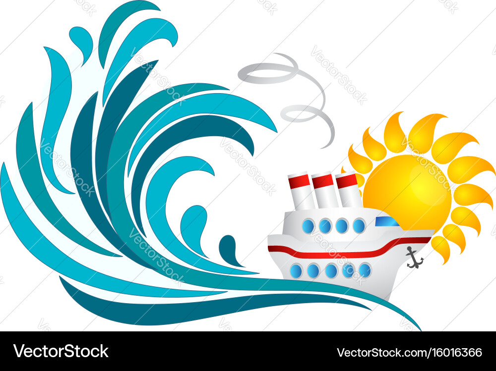 Sonne See- und Kreuzfahrtschiff Vektorbild