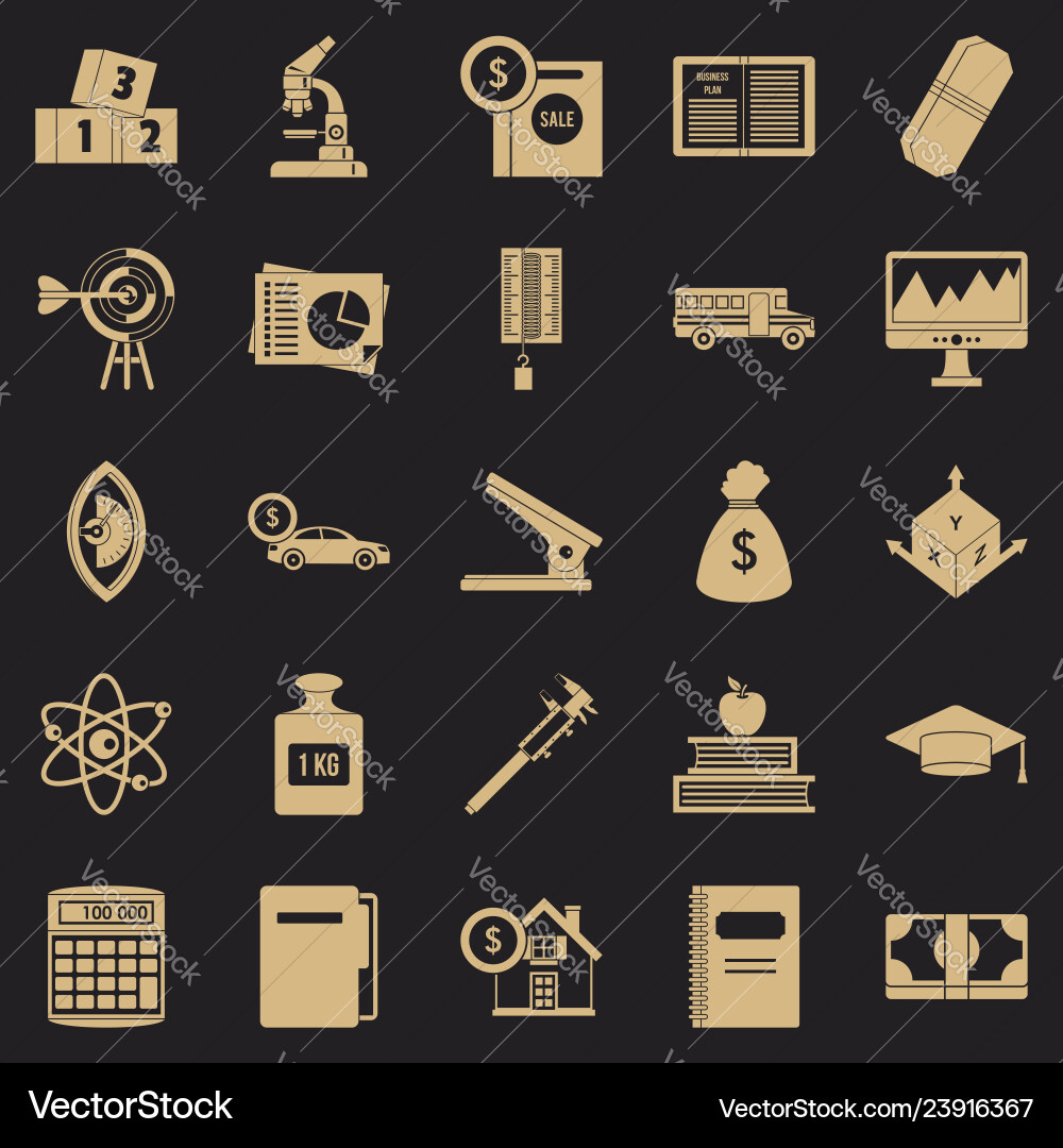 Adding machine icons set simple style Adding machine icons set simple style vector image