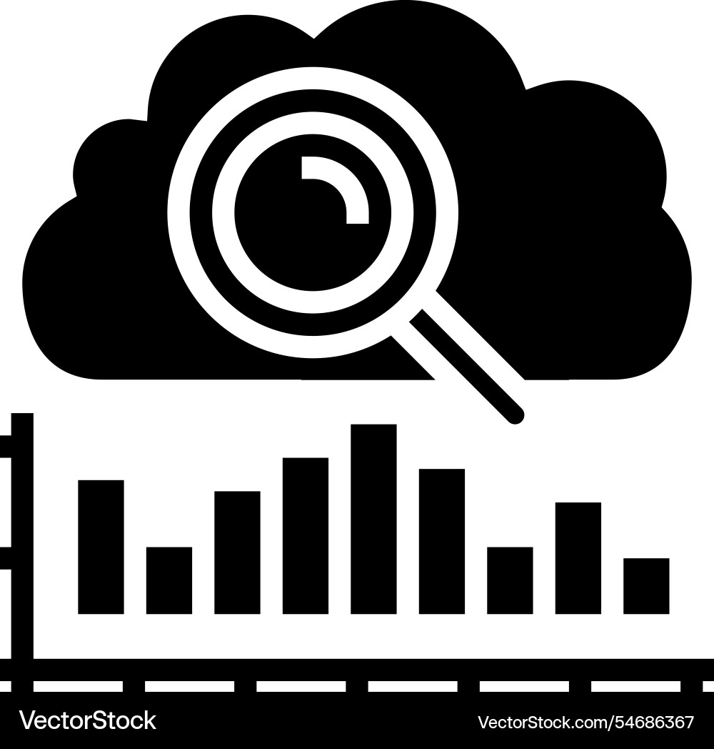 Analytics cloud computing glyph icon Analytics cloud computing glyph icon vector image