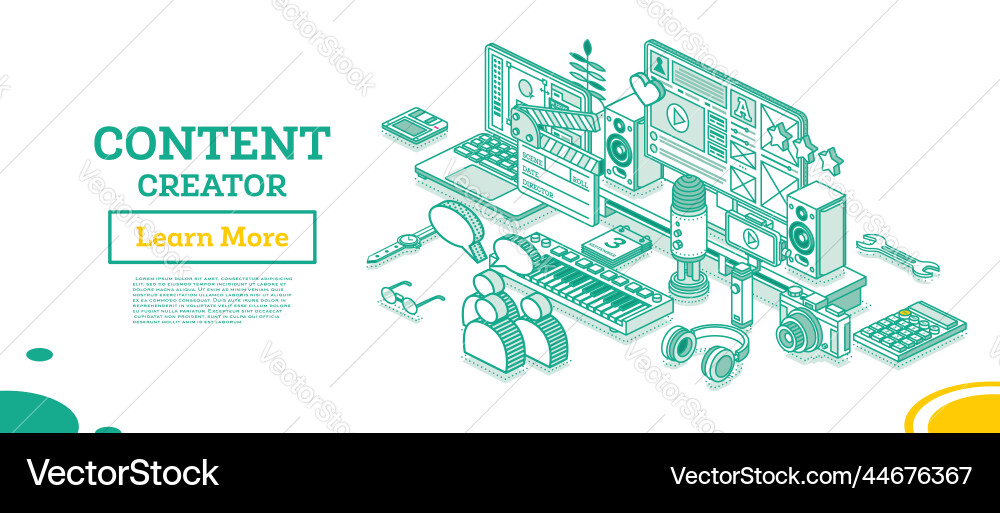 Content creator isometric outline concept blog vector image