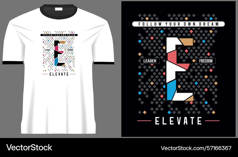Elevate typography e multi color sliced effect vector image