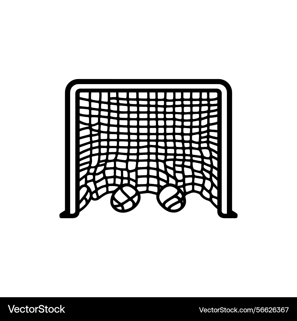 Minimalist outline of goalpost netting with balls vector image