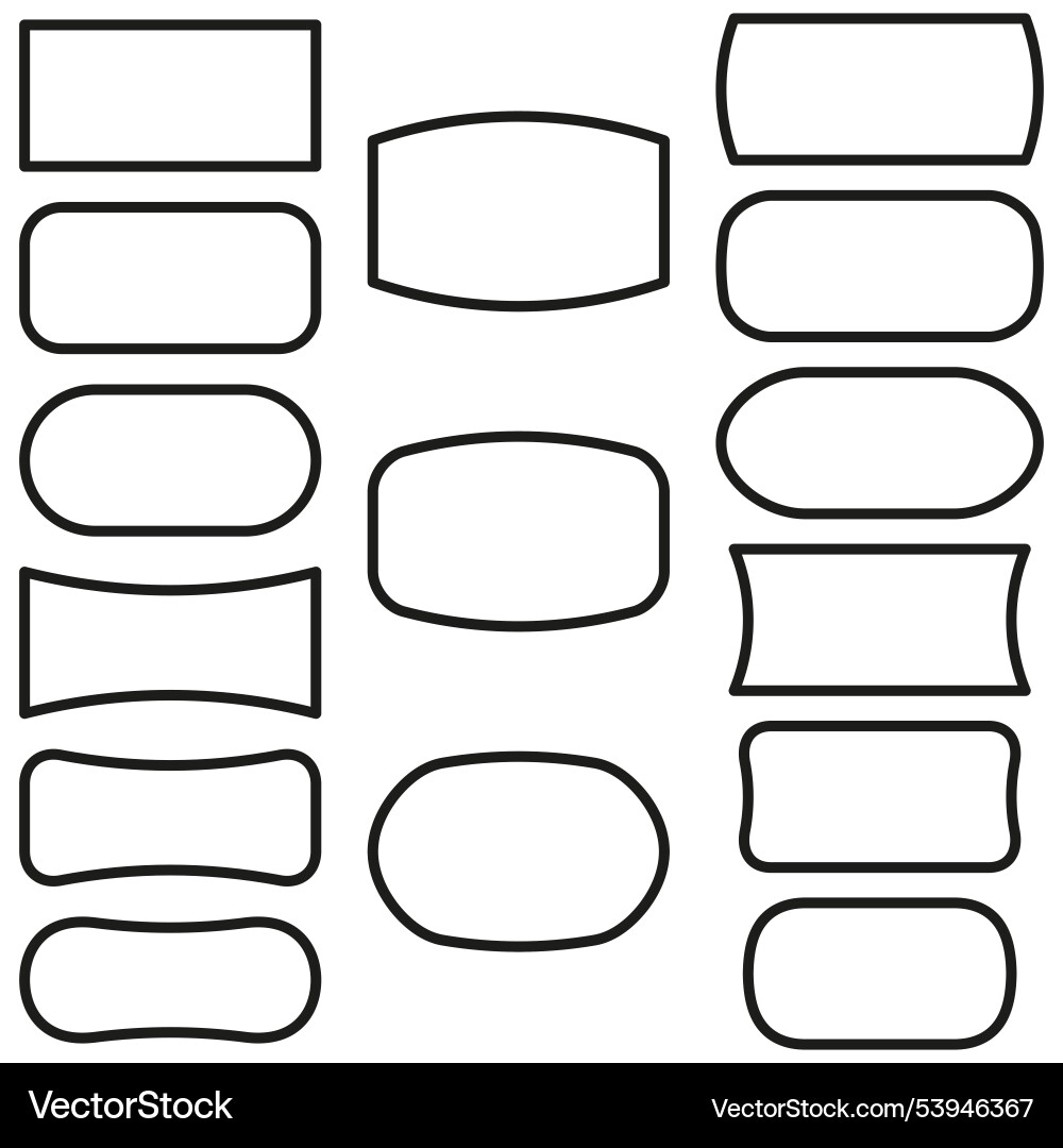 Oval and rectangle shapes simple outline figures Oval and rectangle shapes simple outline figures vector image