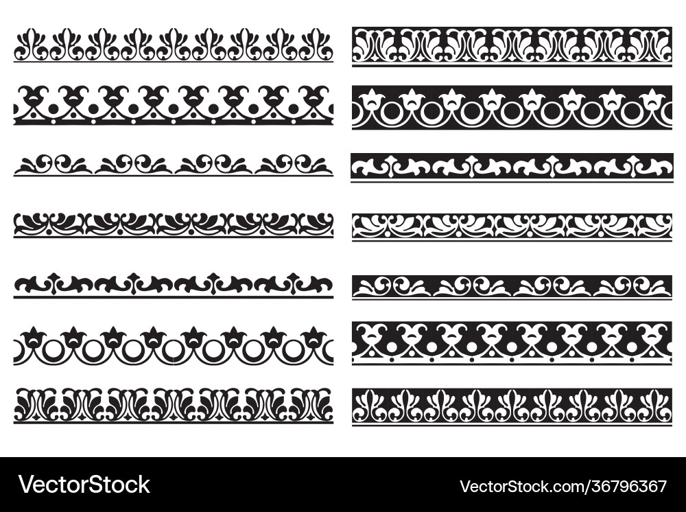 Set decorative floral seamless ornamental Set decorative floral seamless ornamental vector image