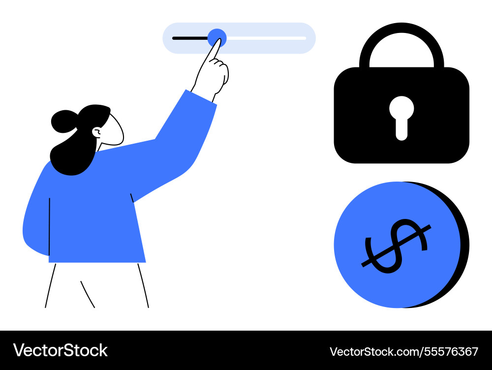 Simplified digital security interface with user Simplified digital security interface with user vector image