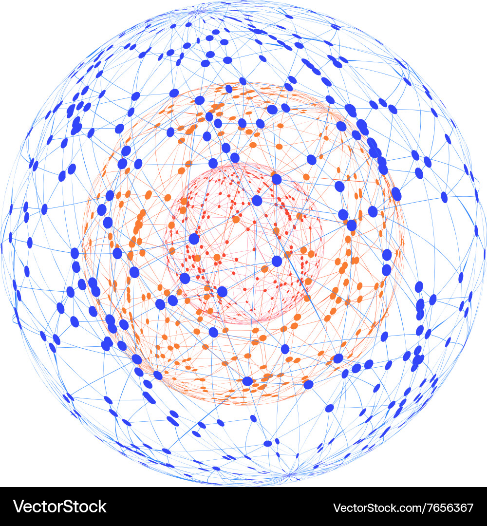 Sphere with connected lines and dots wireframe vector image