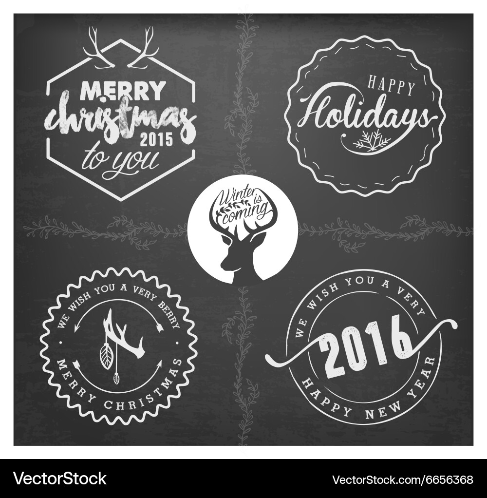 Christmas badges and labels in vintage style vector image
