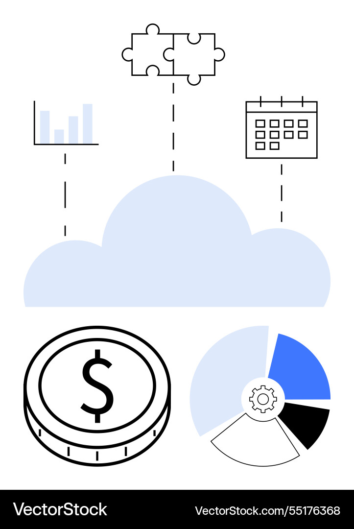 Cloud integration with finance analytics Cloud integration with finance analytics Vector Image