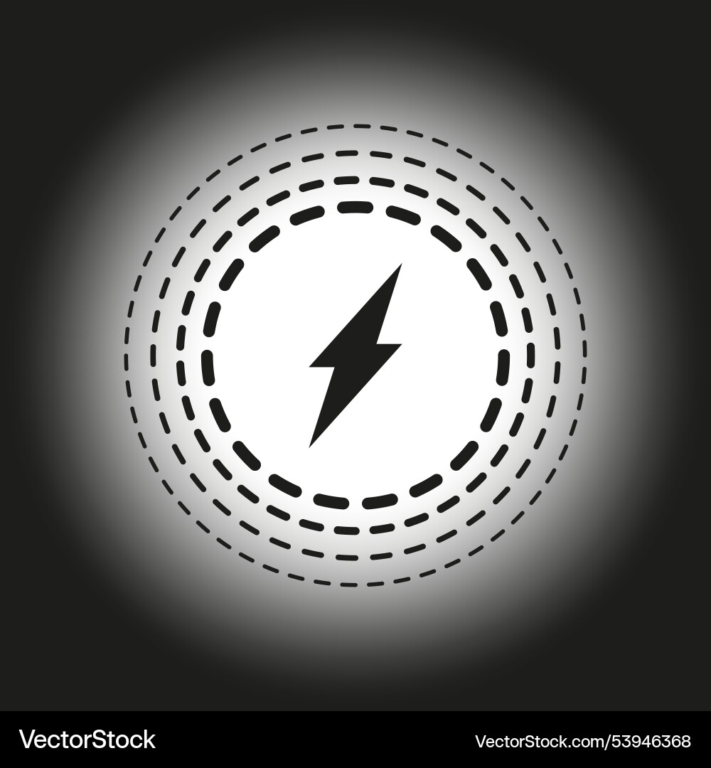 Lightning bolt icon dashed circular lines energy Vector Image
