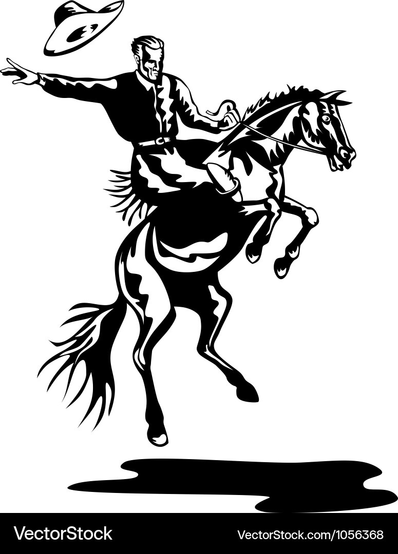 Rodeo Cowboy Bucking Bronco Vector Image