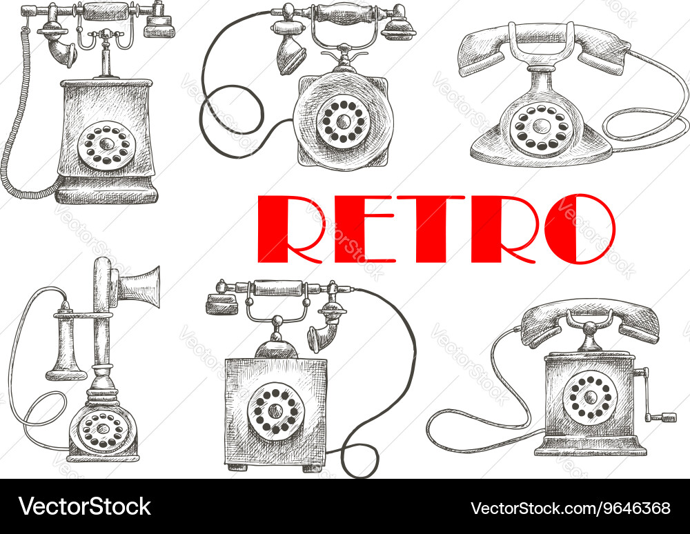 Vintage Rotary Telephones Vector Image