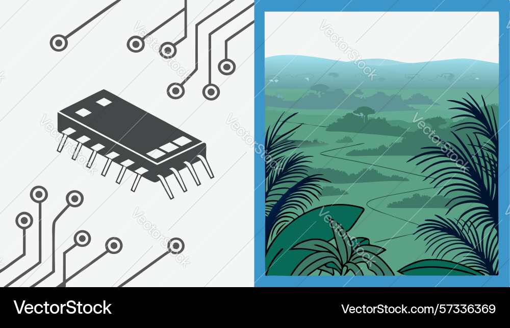 Abstract microchip green field design generative Abstract microchip green field design generative vector image