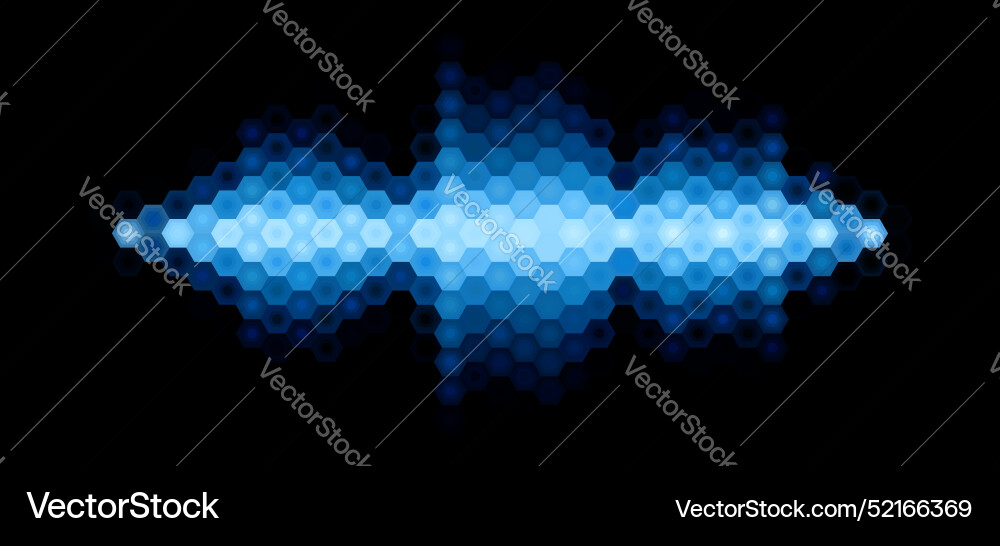 Audio or music shiny sound waveform with hexagonal Audio or music shiny sound waveform with hexagonal vector image