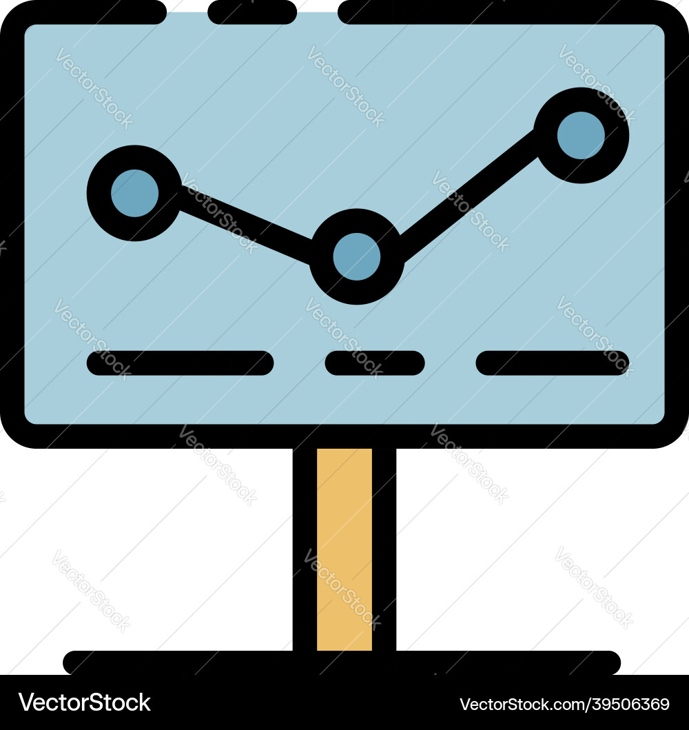 Graph on the monitor icon color outline Graph on the monitor icon color outline vector image