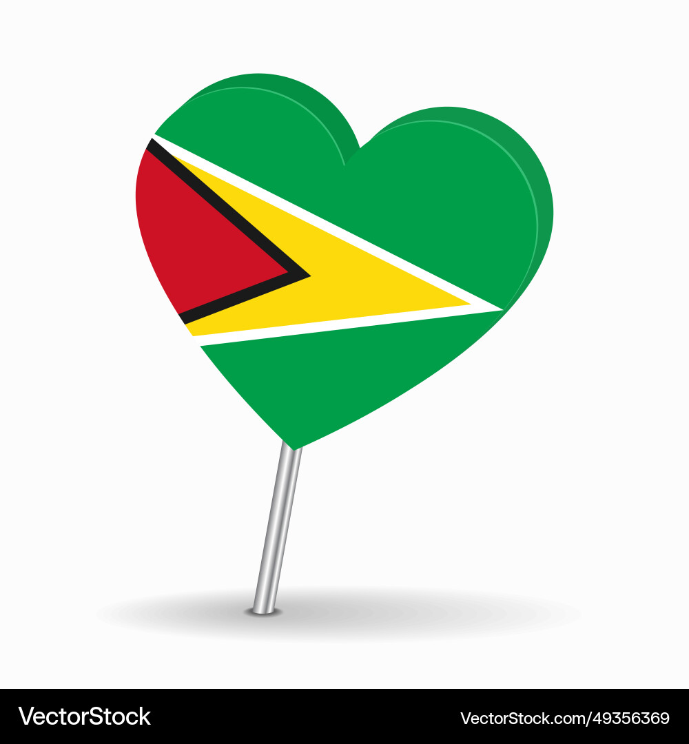 Guyanan flag heart-shaped map pointer layout Vector Image