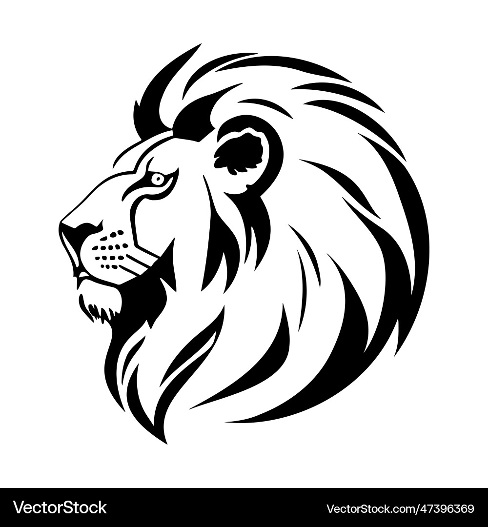 Lion Head Profile Logo Silhouette vector image