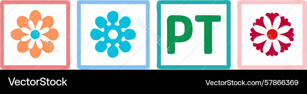 Modular buttons with flower and pt text design Vector Image
