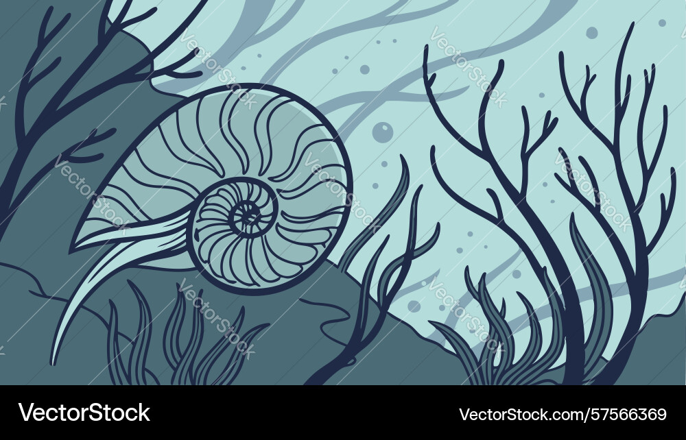 Nautilus shell in sparse barren landscape design vector image